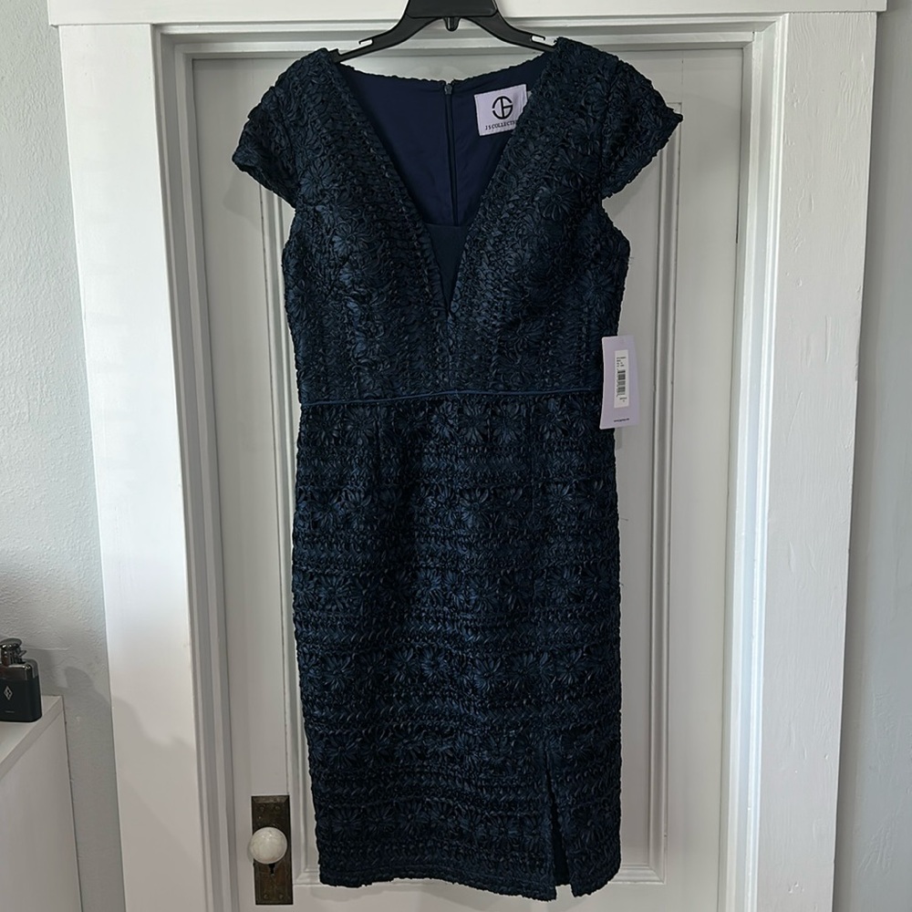 Chevron embroidered midi dress